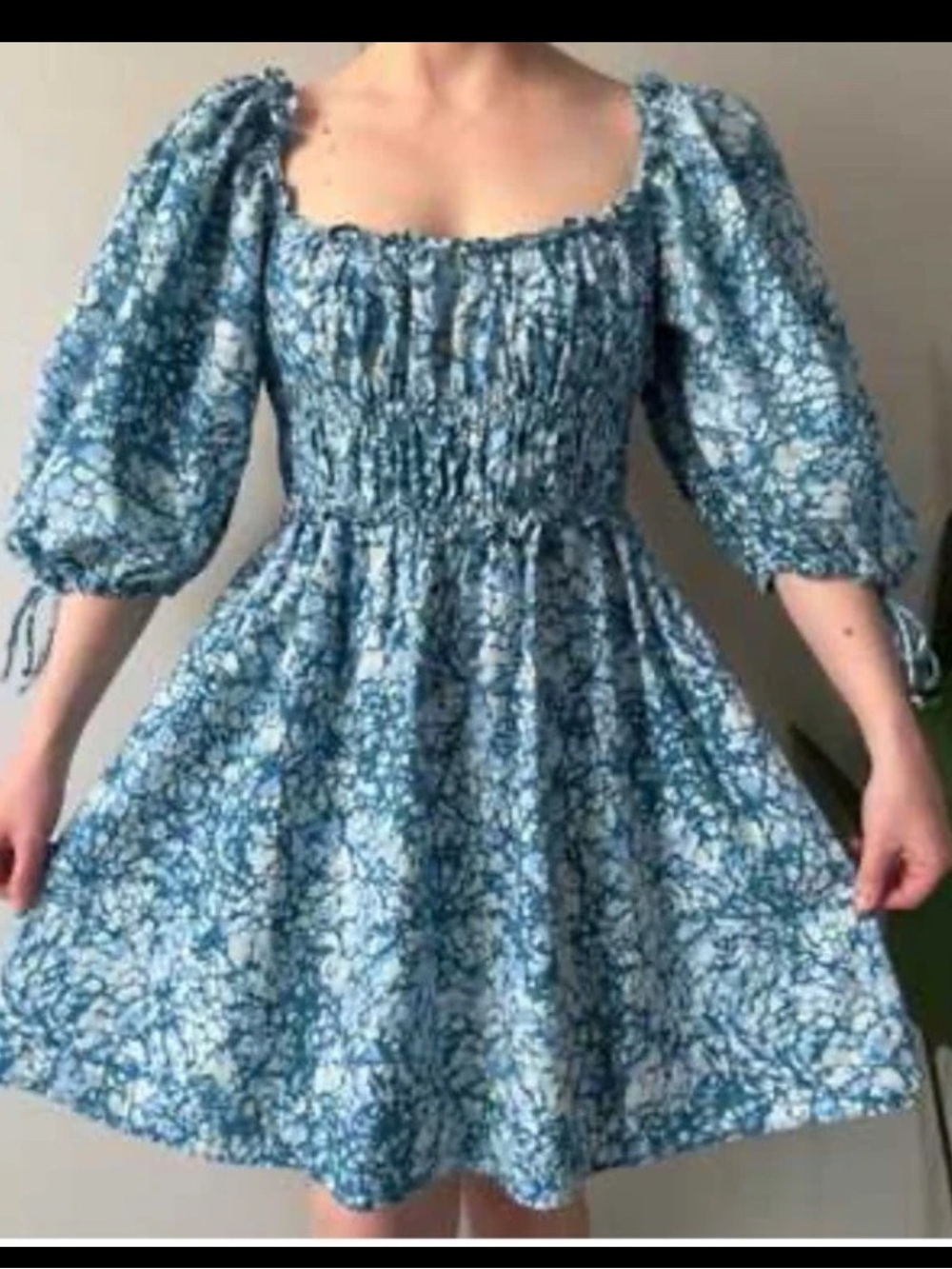 House Of Harlow Blue Puff Sleeve Dress Size XS